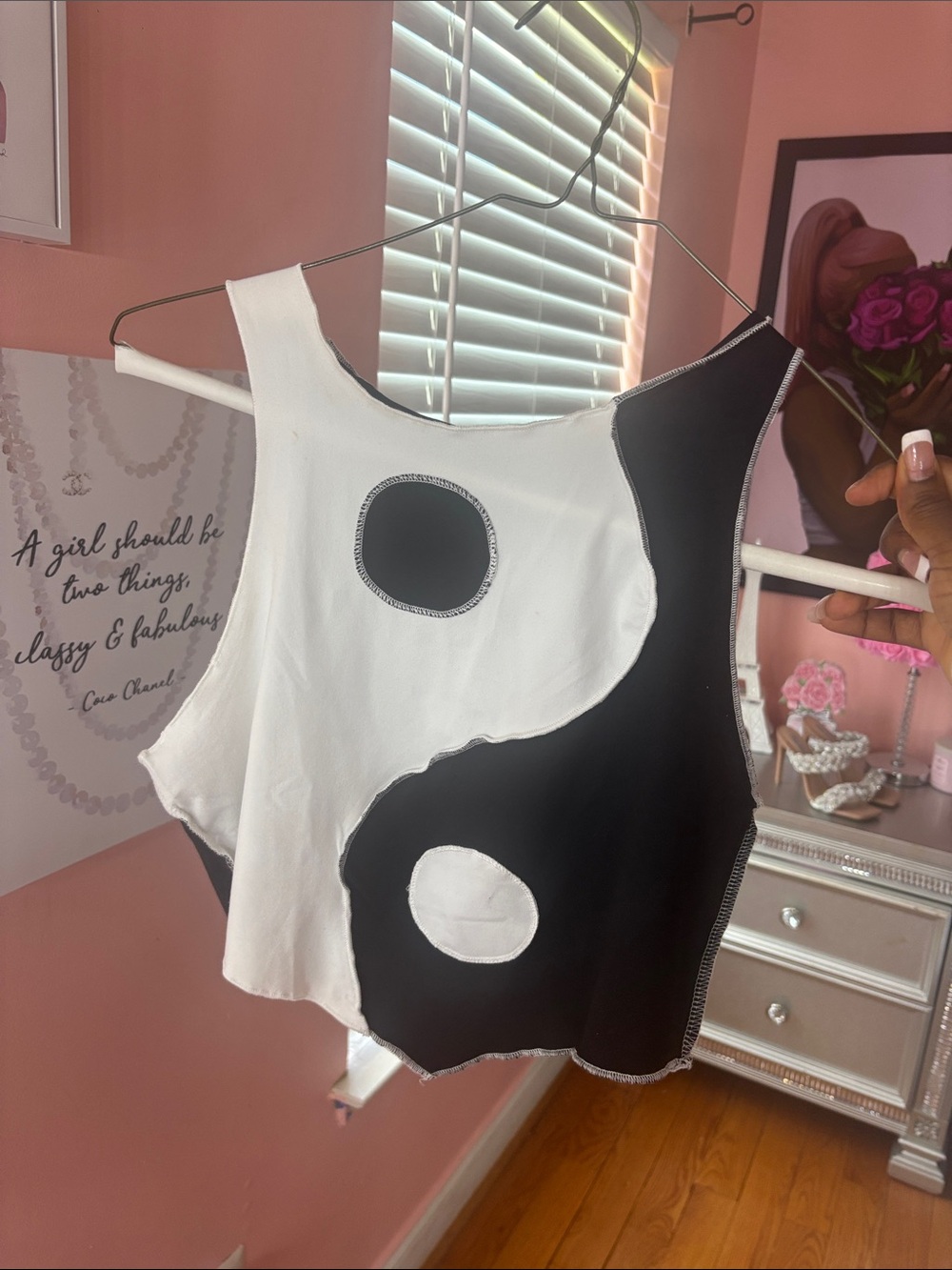 Yin Yang Black & White Crop Tank Top